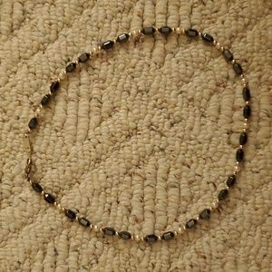clip on pearl gold and black bead necklace